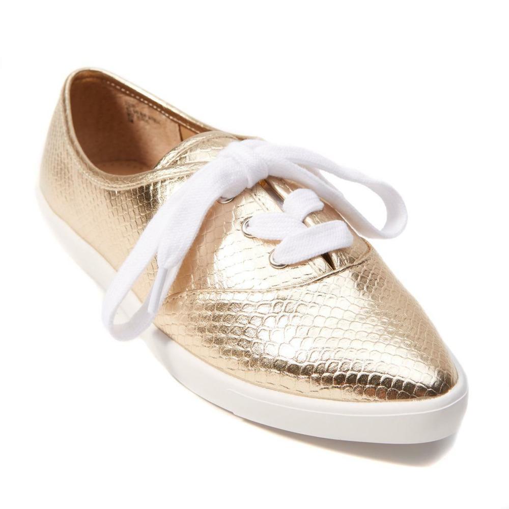 Wendy Williams Women's Lace up Metallic Gold Pointed Toe Shoes Gold Size 6